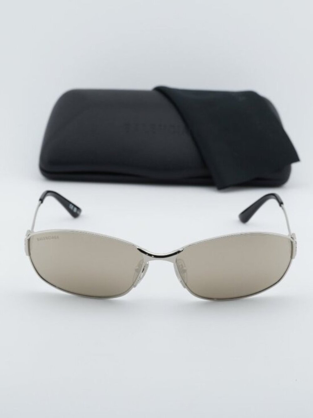 Balenciaga BB0336S 006 Unisex Oval Sunglasses - Silver / Mirror - Picture 7 of 11